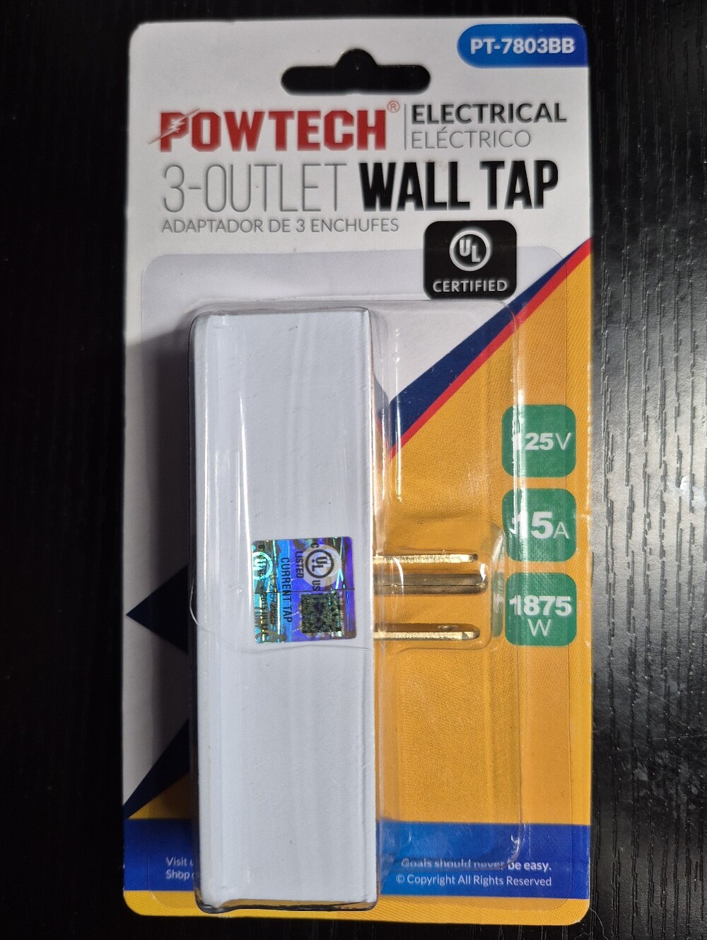 3-Outlet Wall Tap - White 3 Prong